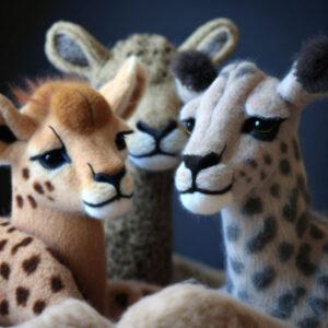 Needle felted safari animals